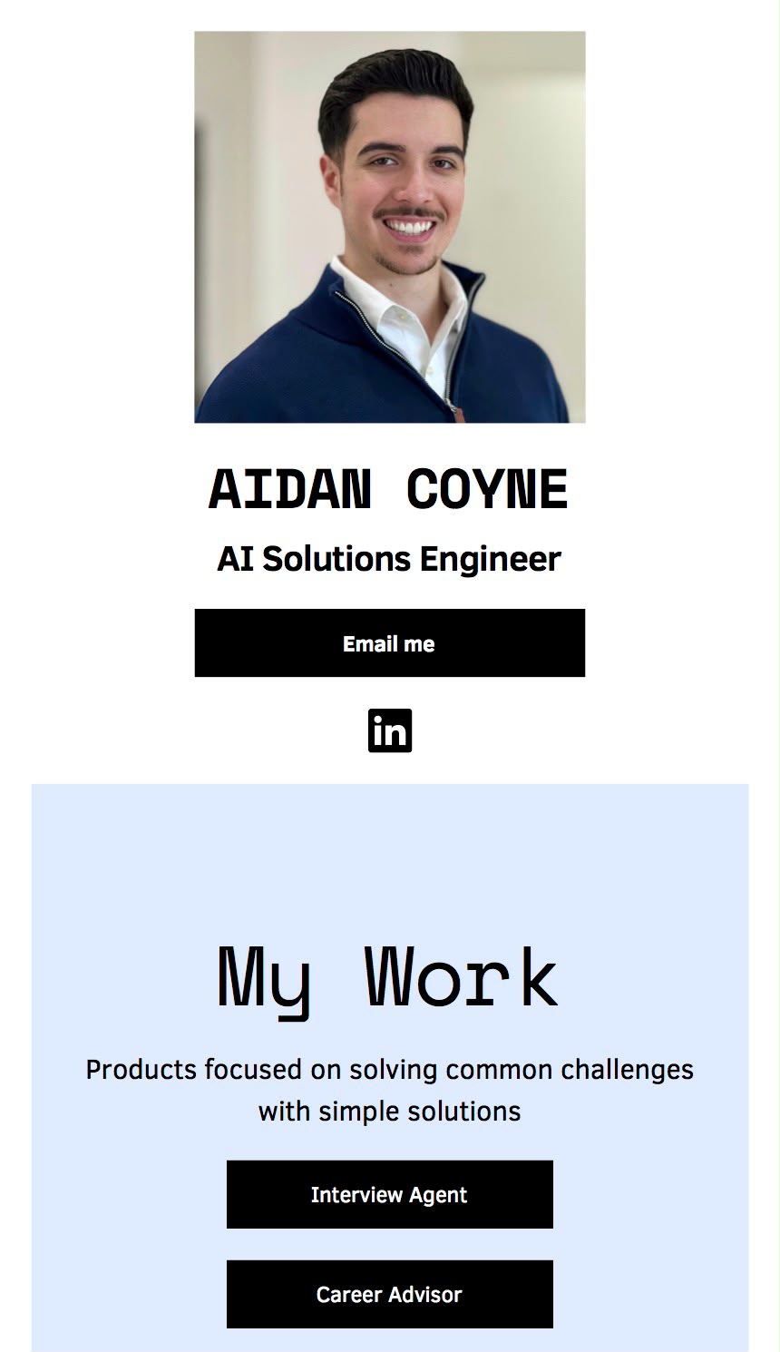 Interactive AI Portfolio Landing Page screenshot